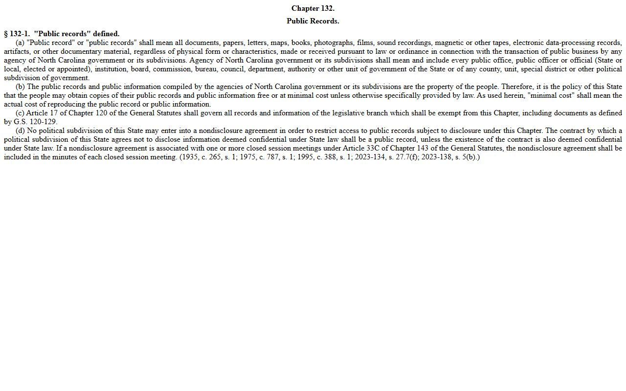 McDowell County Clerk of Superior Court public records law