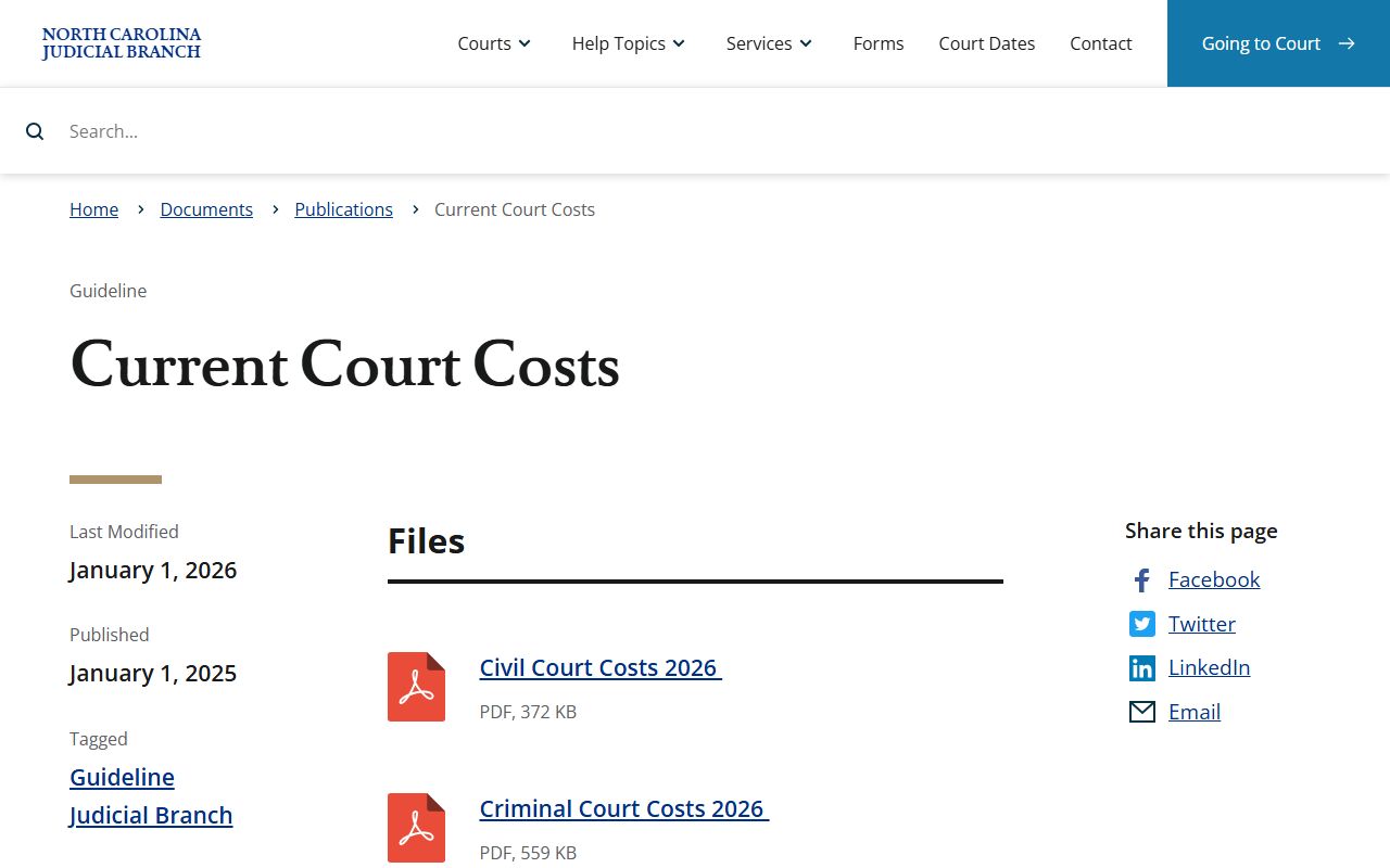 McDowell County court records current court costs publication