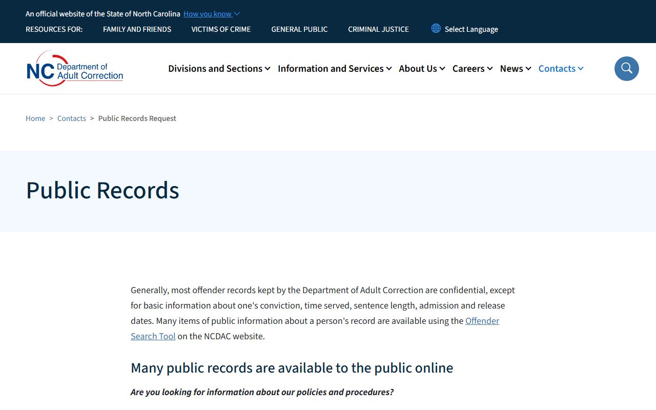 McDowell County criminal court records NCDAC public records contacts