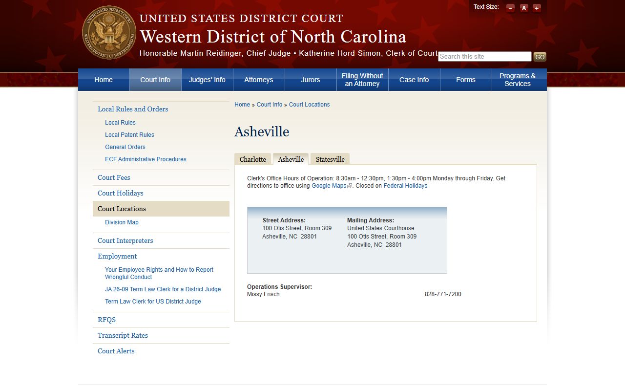 McDowell County trial court records Asheville federal courthouse
