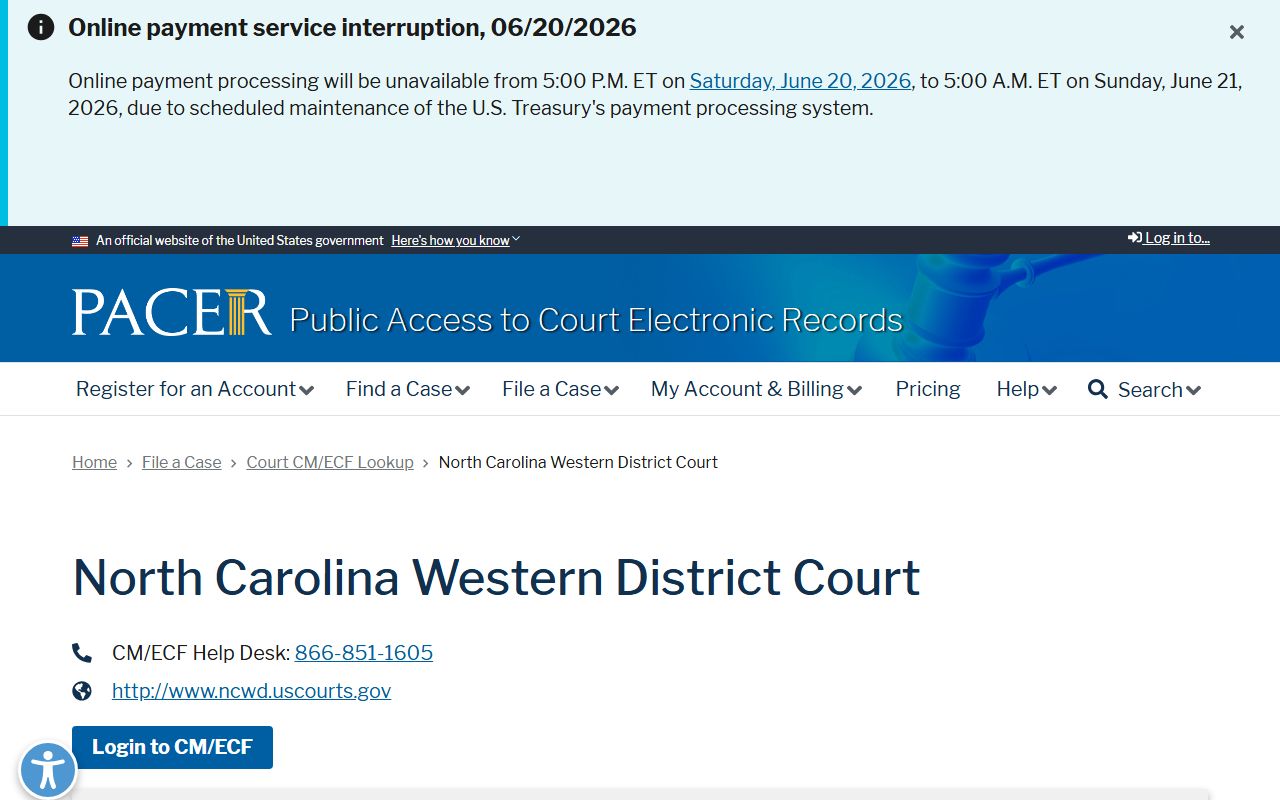 McDowell County trial court records PACER federal case lookup