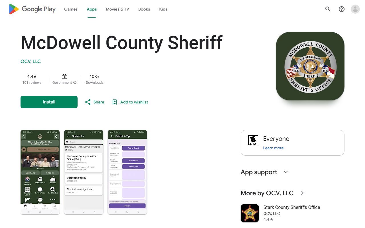 McDowell County inmate lookup Google Play sheriff app