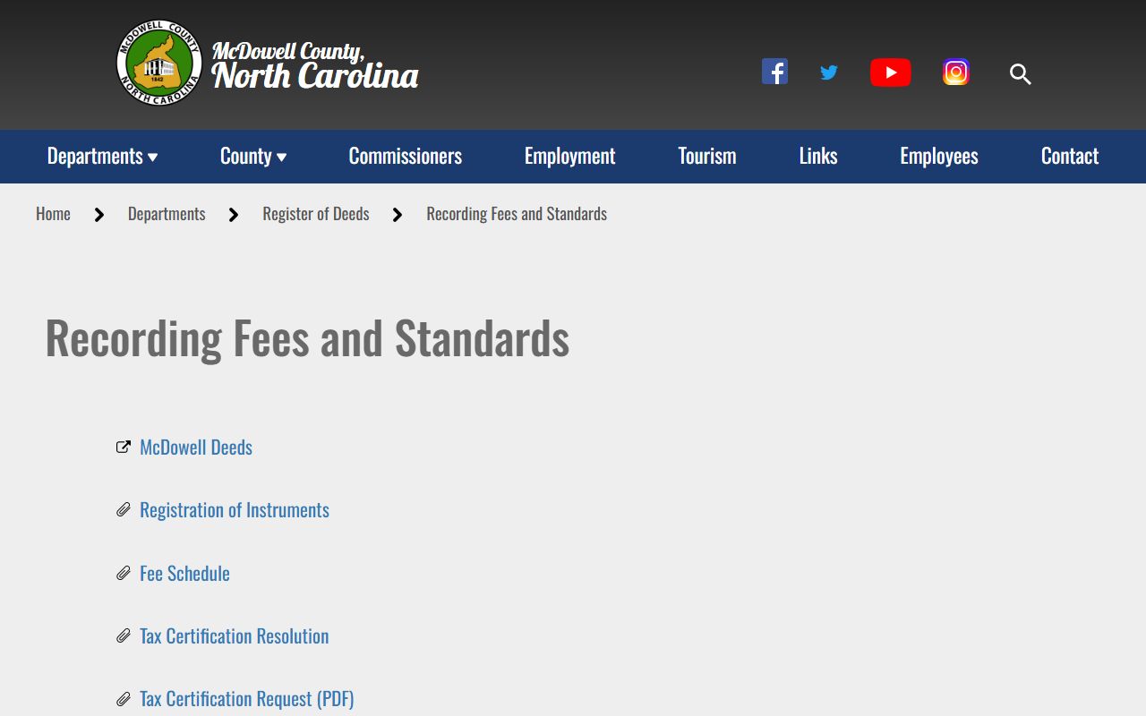 McDowell County probate records and Register of Deeds recording standards