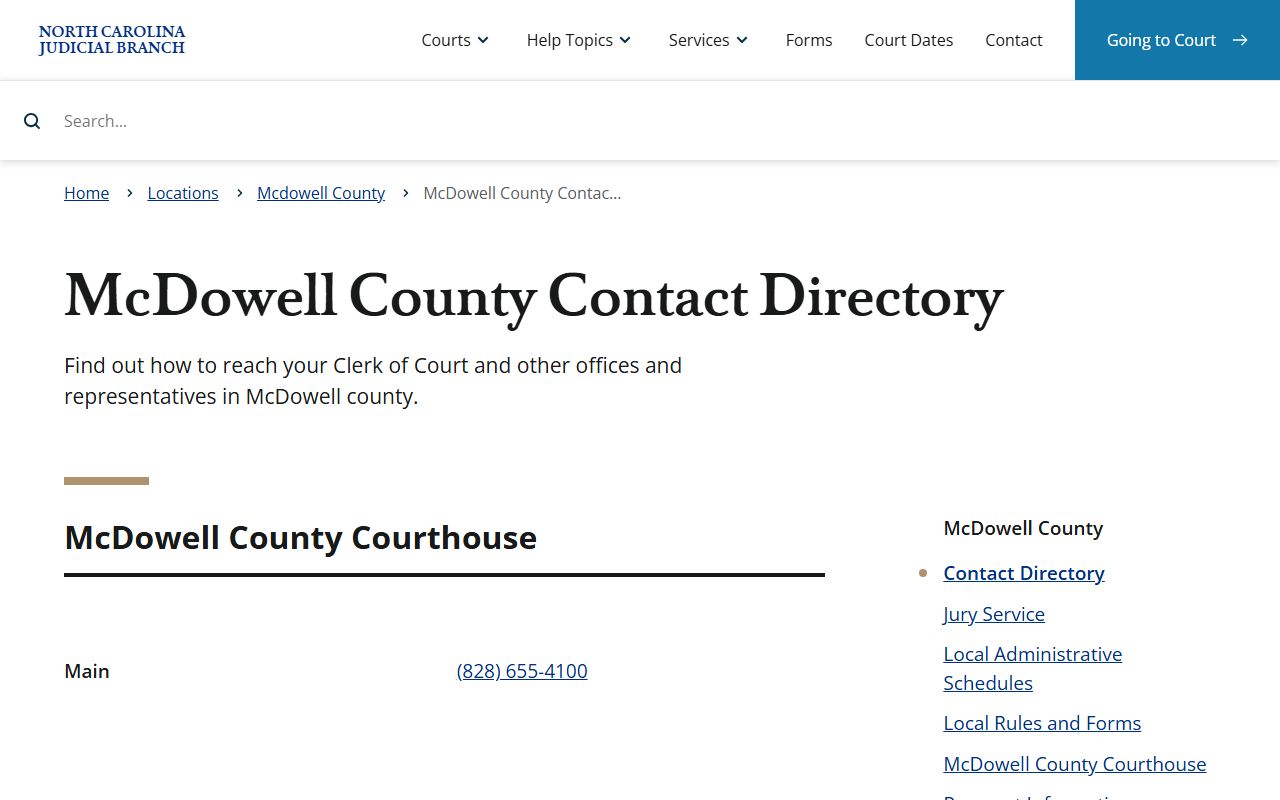 McDowell County marriage and court records contact directory